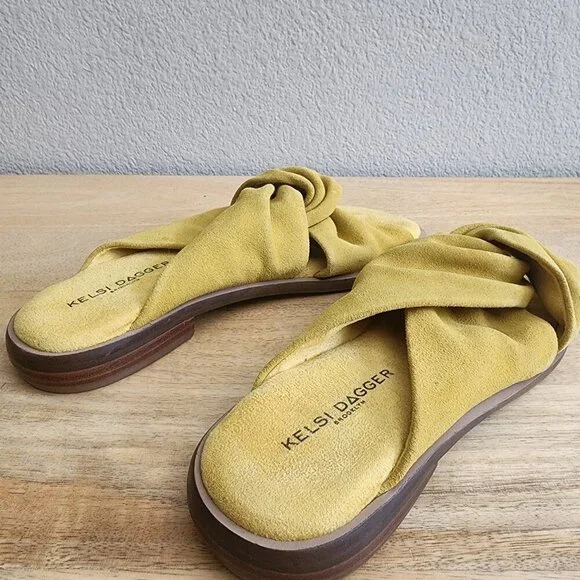Kelsi Dagger Brooklyn Shoes Womens Size 6.5 Suede Knot Slide Sandals Comfort - Picture 2 of 11